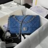 CHANEL Lambskin Shoulder Bag Crossbody Bag Gold Denim blue