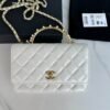 CHANEL Lambskin Shoulder Bag Crossbody Bag Gold Handbag