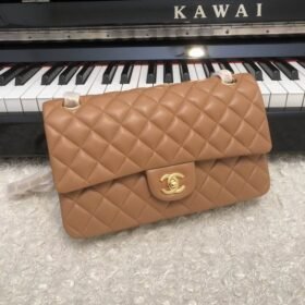 CHANEL Lambskin Shoulder Bag Crossbody Bag Gold Buckle