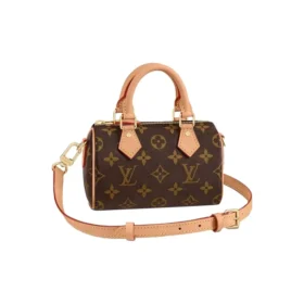 LOUIS VUITTON Nano Speedy Handbag Monogram Canvas Brown M81085