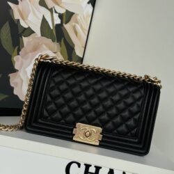 CHANEL Handbag Lambskin & Ruthenium Finish Metal