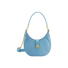 BVLGARI Serpenti Ellipse Cow Leather Shoulder Bag Portable Crossbody Bag blue
