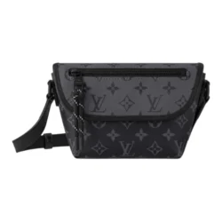 LOUIS VUITTON Leather Trim Shoulder Bag Crossbody Bag Gray & Black M12806