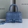 Balenciaga Crocodile Embossed Hourglass Cow Leather Handbag, Crossbody Bag blue