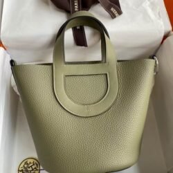 HERMES In The Loop Clemence Calfskin Vegetable Basket Pig Nose Bucket Bags