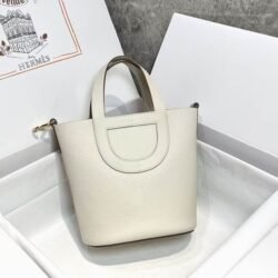 HERMES In The Loop Clemence Calfskin Vegetable Basket Pig Nose Bucket Bags