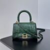 Balenciaga Crocodile Embossed Hourglass Top Handle handbag dark green