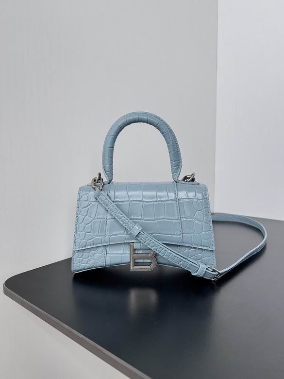 Balenciaga Crocodile Embossed Hourglass Top Handle handbag blue