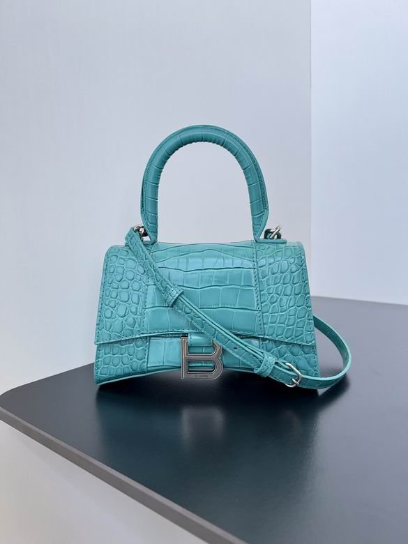Balenciaga Crocodile Embossed Hourglass Top Handle handbag blue