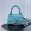 Balenciaga Crocodile Embossed Hourglass Top Handle handbag blue