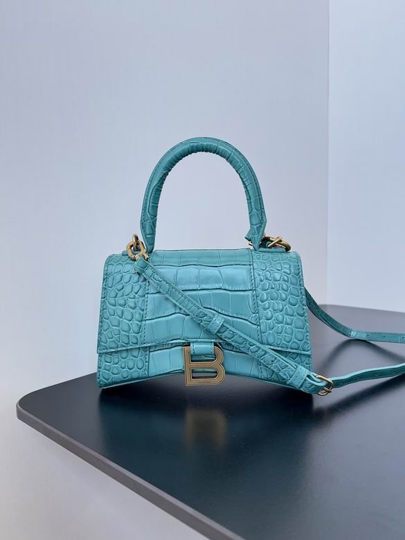 Balenciaga Crocodile Embossed Hourglass Top Handle handbag blue