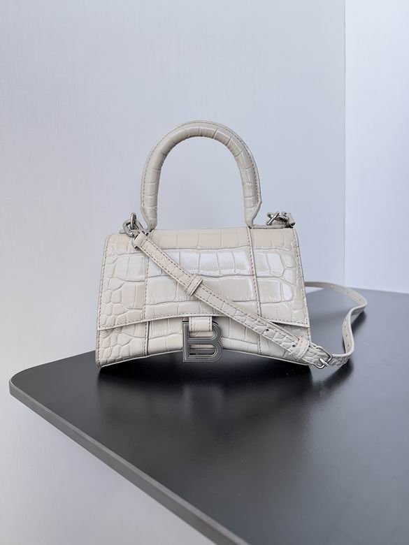 Balenciaga Crocodile Embossed Hourglass Top Handle handbag Beige