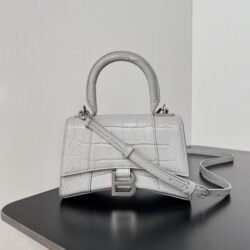 Balenciaga Crocodile Embossed Hourglass Top Handle handbag Gray