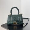 Balenciaga Crocodile Embossed Hourglass Top Handle handbag dark green