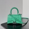 Balenciaga Crocodile Embossed Hourglass Top Handle handbag green