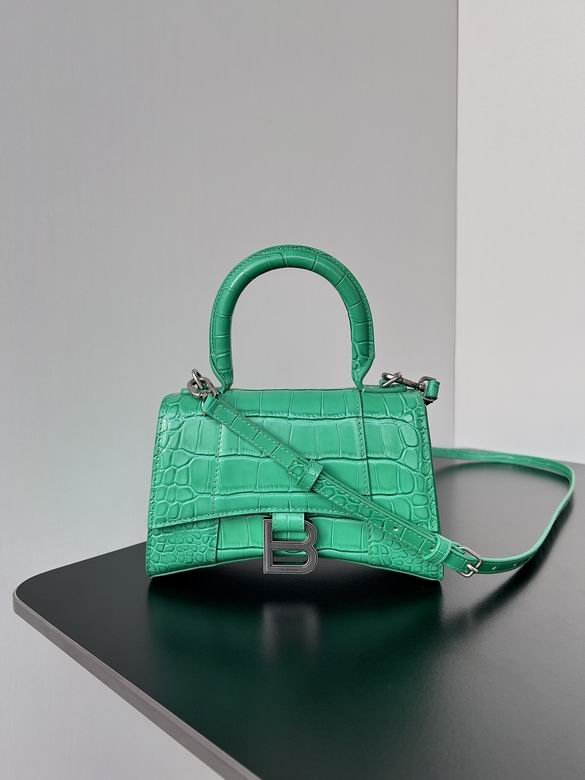 Balenciaga Crocodile Embossed Hourglass Top Handle handbag green