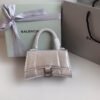 Balenciaga Cowhide Embossed Hourglass Top Handle handbag Silver