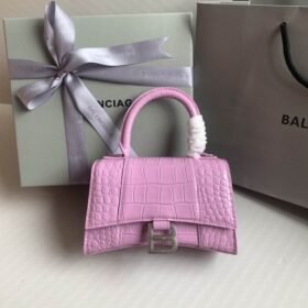 Balenciaga Crocodile Embossed Hourglass Top Handle handbag purple