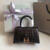 Balenciaga Crocodile Embossed Hourglass Top Handle handbag Black