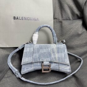Balenciaga Embossed Hourglass Top Handle handbag Denim