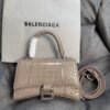 Balenciaga Crocodile Embossed Hourglass Top Handle handbag Beige