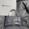Balenciaga Crocodile Embossed Hourglass Top Handle handbag gray