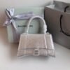 Balenciaga Hourglass Cow Leather Hourglass Bag, Handbag, Crossbody Bag Silver