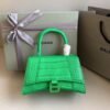 Balenciaga Crocodile Embossed Hourglass Cow Leather Handbag, Crossbody Bag green