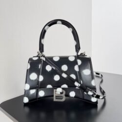 Balenciaga Crocodile Embossed Hourglass Cow Leather Handbag, Crossbody Bag