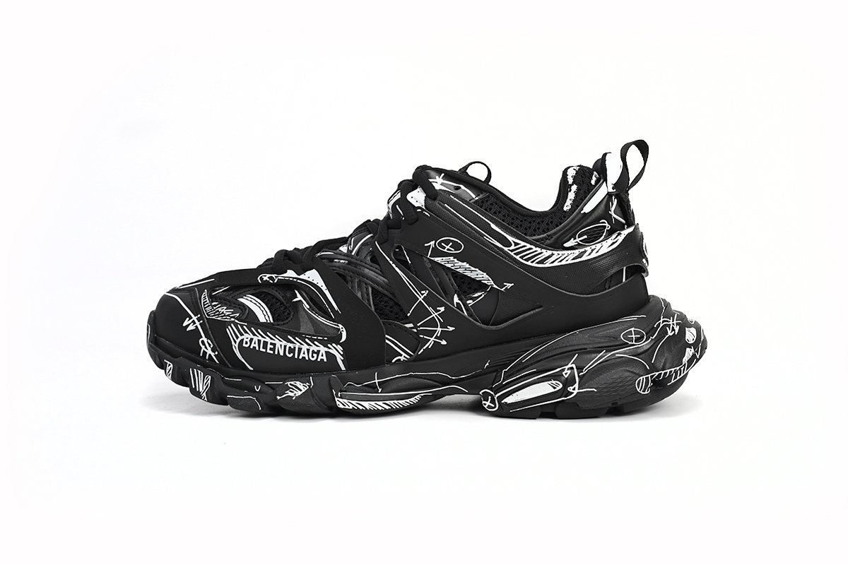 Balenciaga Runner Sneakers Tess S.Black Black-And-White Painting