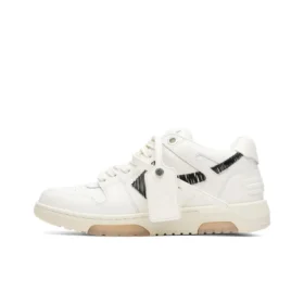 OFF-WHITE Out Of Leather Sneakers Men's Shoes  White Black Hook