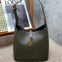 YSL SAINT LAURENT Cow Leather Hobo Bag Handbag