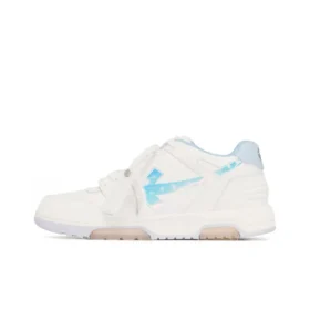 OFF-WHITE Out Of Leather Sneakers Men's Shoes  White Blue Discoloration