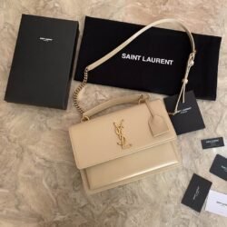 YSL SAINT LAURENT SUNSET Calfskin Smooth Shoulder Bag Crossbody Bag