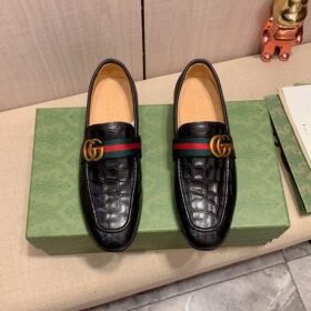 GUCCI  Men's Cow Leather Shoes Suit Shoes black