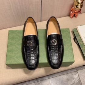 GUCCI  Men's Cow Leather Shoes Suit Shoes black