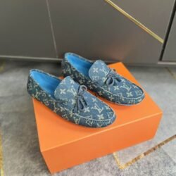 LOUIS VUITTON Men Denim Leather Shoes Suit Shoes