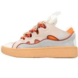 Lanvin Curb Sneaker Leather Sneakers Women's Men's Shoes  Gray Powder