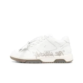 OFF-WHITE Out Of Leather Sneakers Men's Shoes  Beige Gray