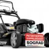 ONBEST Benzin Rasenmäher 5IN1 - Starke 6,5 PS, 4 Klingenschneidsystem & Sograd – 4 Takt Motor – 196 cm³ Hubraum – E-Start – 53 cm Schnittbreite – 60L Fangkorb – Radantrieb – Seitenauswurf