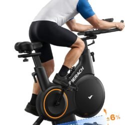 Merach Exercise Bike with Incline & Decline, Stationary Bike for Home Gym Fitness, Automated Magnetic Resistance, Indoor Workout Bike with Self-Developed App, 350 lbs Weight Capacity