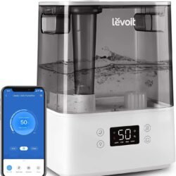 Levoit Smart Luftbefeuchter für große Räume, Top-Fill Humidifier, Warm&Kalter Nebel max 550 ml/h, bis 40-70m², leise Raumbefeuchter für Kinderzimmer, Pflanzen, Auto Shut-off, 6 L, Weiß
