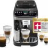 De’Longhi Magnifica Evo Next - Perfetto Kaffeevollautomat mit LatteCrema-Milchaufschäumer, 13 One-Touch-Getränke, Coffee- und Cappuccino Kaffeemaschine, farbiges Touch-Display, Titan (ECAM312.80.SB)