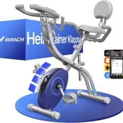 MERACH 4-in-1 Heimtrainer Fahrrad mit eigener Trainings-App, Leises Hometrainer Fahrrad, 16-facher Magnetwiderstand, LCD-Display, Handpulsmessung, Klappbar Heimtrainer, Bequemer Sitz, Widerstandsband