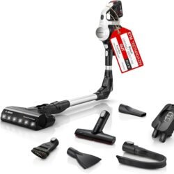 Bosch Akku-Staubsauger Unlimited 7 BSS711W, kabelloser Handstaubsauger, beutellos, Wechselakku, Knickrohr, Hygiene-Filter, 10 Jahre Motorgarantie, XXL-Polsterdüse, LED-Beleuchtung, Turbostufe, weiß