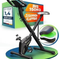 Neu Tretmann Hometrainer fahrrad Klappbar Set-extra bequem & leise- [RelaxFoam] bis 150KG Belastbar Ergometer, Heimtrainer fahrrad, Ergometer Heimtrainer Senioren, Fitnessbikes