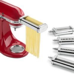KitchenAid Pasta Deluxe Set 5-teilig Zubehör für Kitchen Aid Standmixer | One Size Edelstahl Nudelvorsatz Pasta Maker Aufsatz Küchenhelfer Nudelaufsatz Nudelpresse elektrisch Nudeln Küchenmaschine