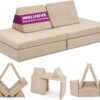 Linodino Spielsofa Cord | Kindersofa aus Schaumstoff Bausteine - Spielsofa für Kinder & Kuschelecke im Kinderzimmer | Kindercouch | Oeko-TEX 100 Zertifiziert | Avocado Grün