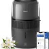 Philips 5000 Series Smart Verdunstungsbefeuchter für 45m², 12dB Ultra-leise, Schlafmodus, 99% weniger Bakterien mit NanoCloud, 300 ml/h, 4,5L Tank, Feuchtigkeitssensor, Timer, Schwarz (HU5600/03)