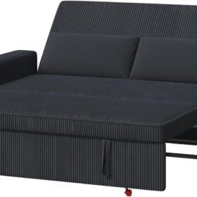 Devoko 2-Sitzer Schlafsofa 160 cm breit, Modernes Sofa mit Schlaffunktion, Ausziehbare Schlafcouch mit Verstellbarer Rückenlehne, Platzsparendes Klappsofa für Wohnzimmer, Beige